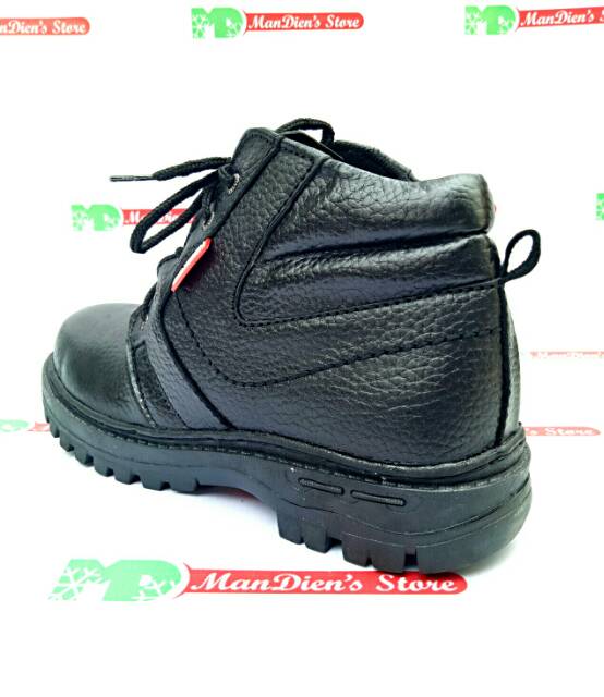 MANDIENS - Sepatu Safety Pria Kulit Asli Ujung Besi KR. 7 Hitam/Coklat
