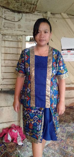 Qnunbatik Sarimbi/couple Batik Rok N Blus Mentari Prodo Pendek Biru