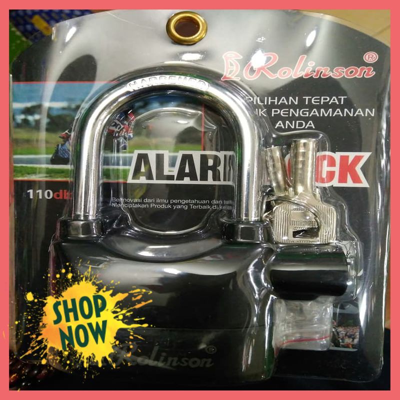 SALE gembok alarm leher panjang rolinson / gembok anti maling