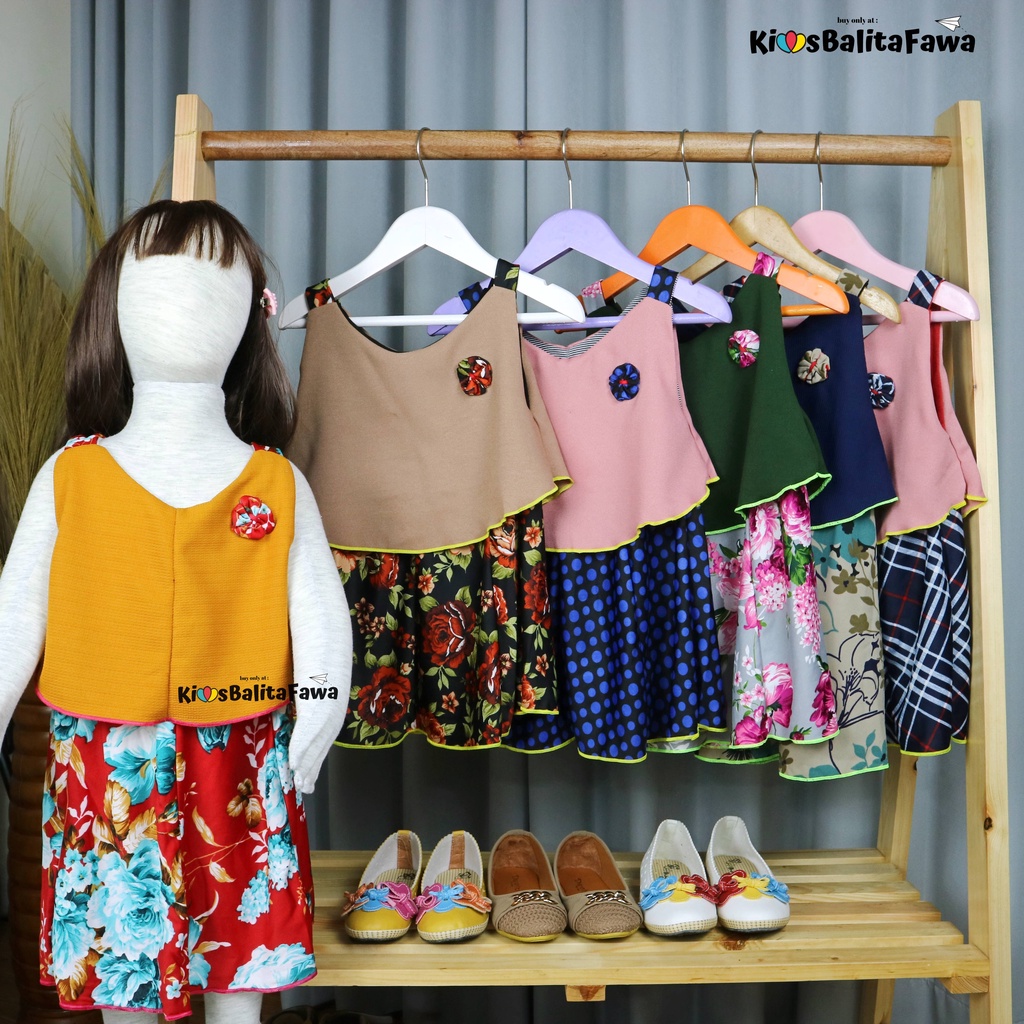 Dress Adele uk 3-4 tahun / Gaun Yukensi Baju Balita Cewek Dres Pesta Anak Perempuan Import Murah