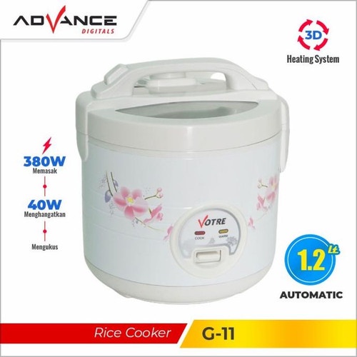 VOTRE Magic Com Rice Cooker Penanak Nasi 1.2 Liter Votre G11 Original Masak Nasi Dan Penghanggat Warmer Mejicom Magicom Kukus Dan Liwet Tutup Atas Temperd Glass Ukuran kecil Buat Anak Kos Kualitas Bagus Bandel Body Kuat Harga Termurah Kurnia Group