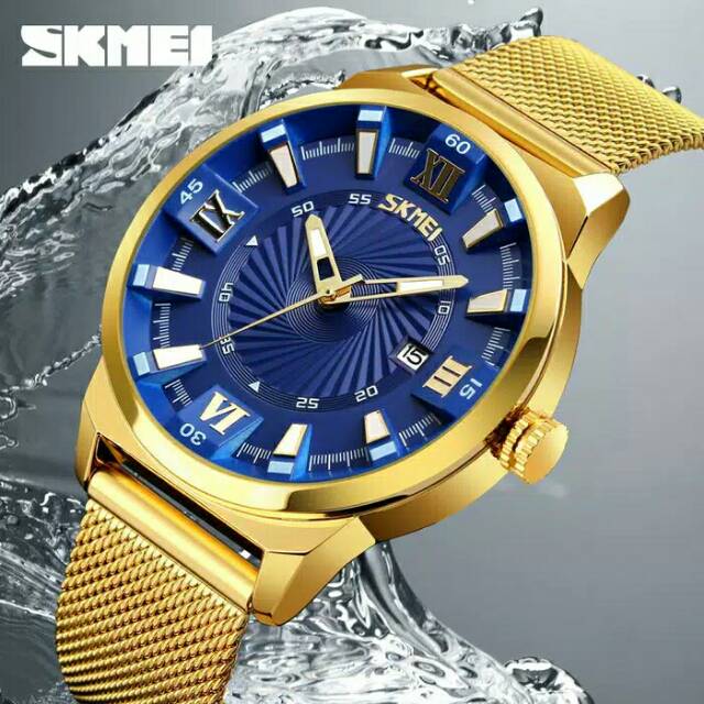 Jam tangan SKMEI 100% tahan air gold blue