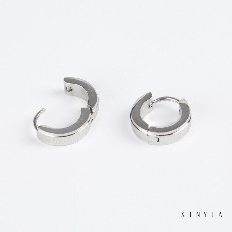 1 Pc Anting Stud Tindik Bahan Stainless Steel Warna Silver Gaya Korea Punk Gothic Untuk Unisex