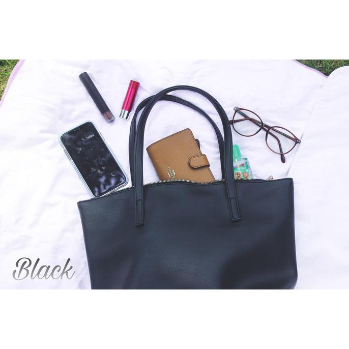 Supplier tas tote bag remaja wanita✿ BASIC TOTE BAG HITAM / TAS WANITA / TAS KANTOR / TAS KAMPUS