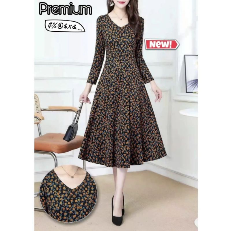 Dress Premium Import Tunik Wanita Bunga Rose Kecil (FCOTI593)