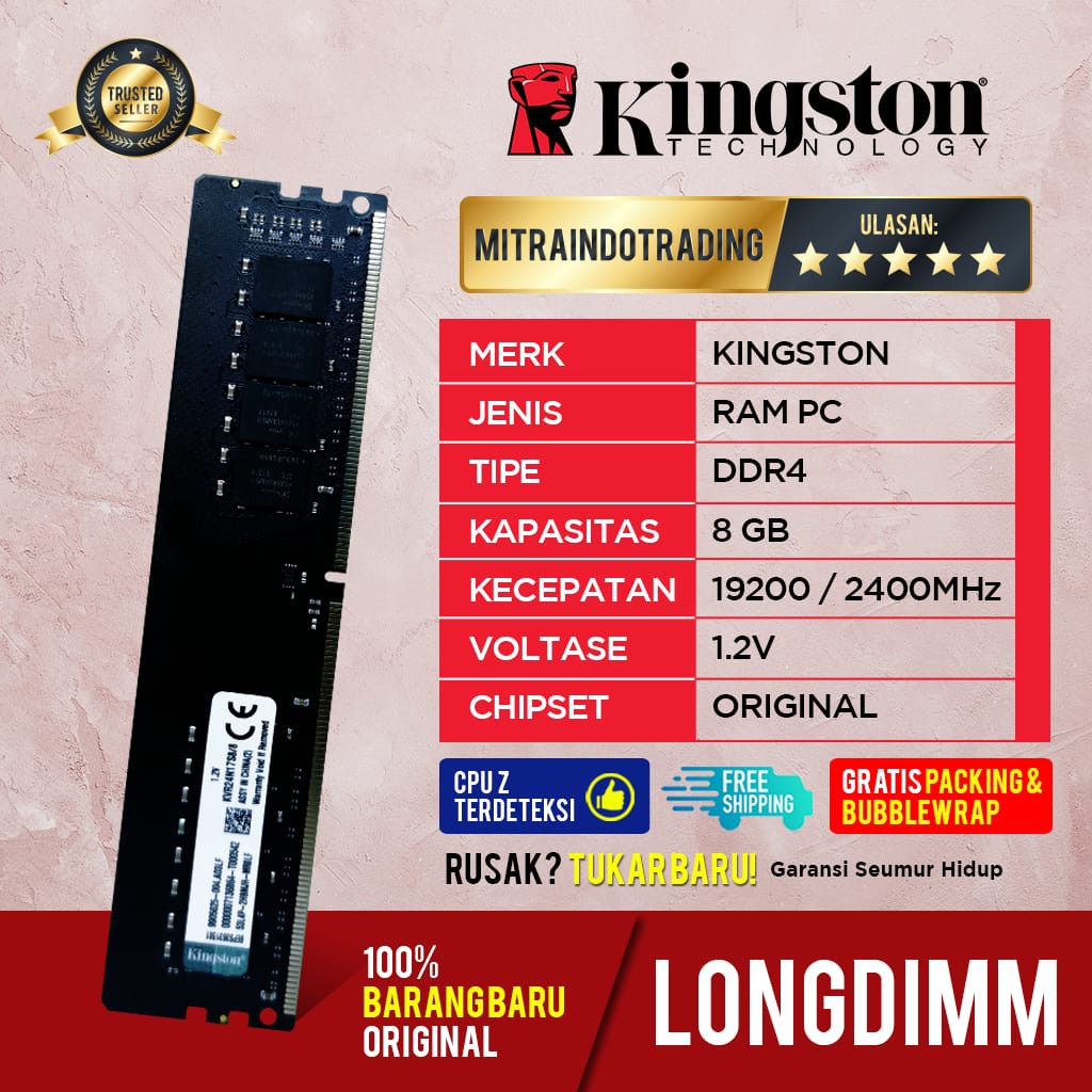 RAM KINGSTON LONGDIMM DDR4 8GB PC 19200