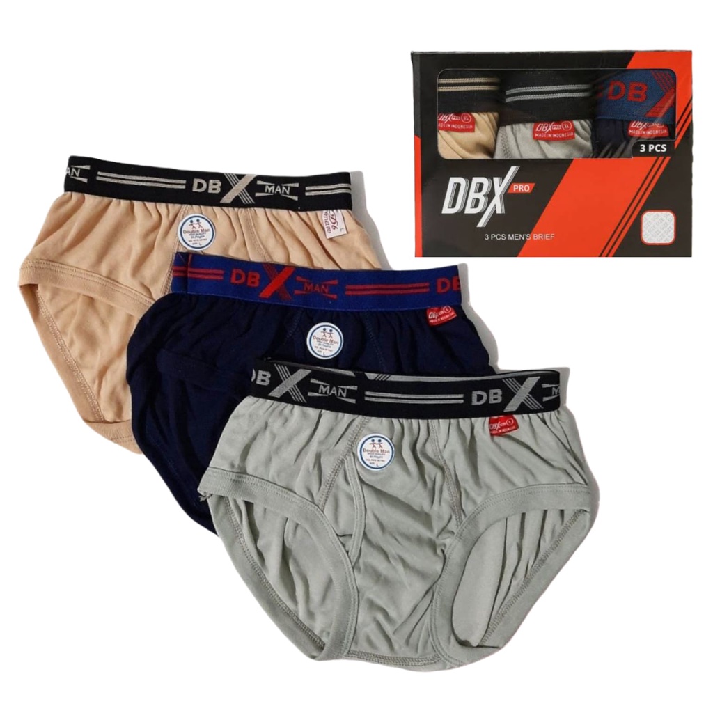 3 Pcs Celana Dalam Pria Dewasa DBX Pro - 3 Pcs Celana Dalam DBX Karet Pinggang Boxer Kemasan Kotak