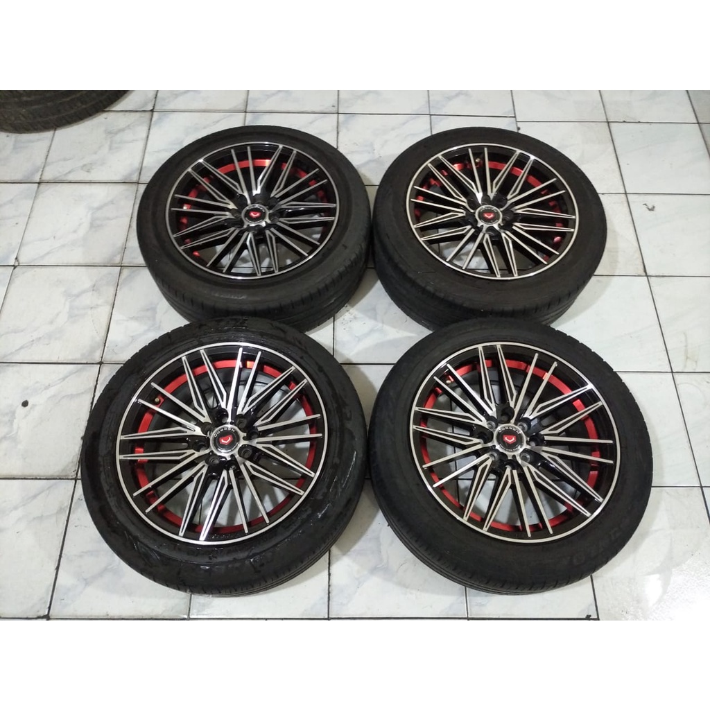 Velg Bekas Mobil VOSSEN Ring 16 Hole 4X100 4X114,3 +Ban Dunlop 195 55 R16 Untuk Mobil Avanza Mobilio