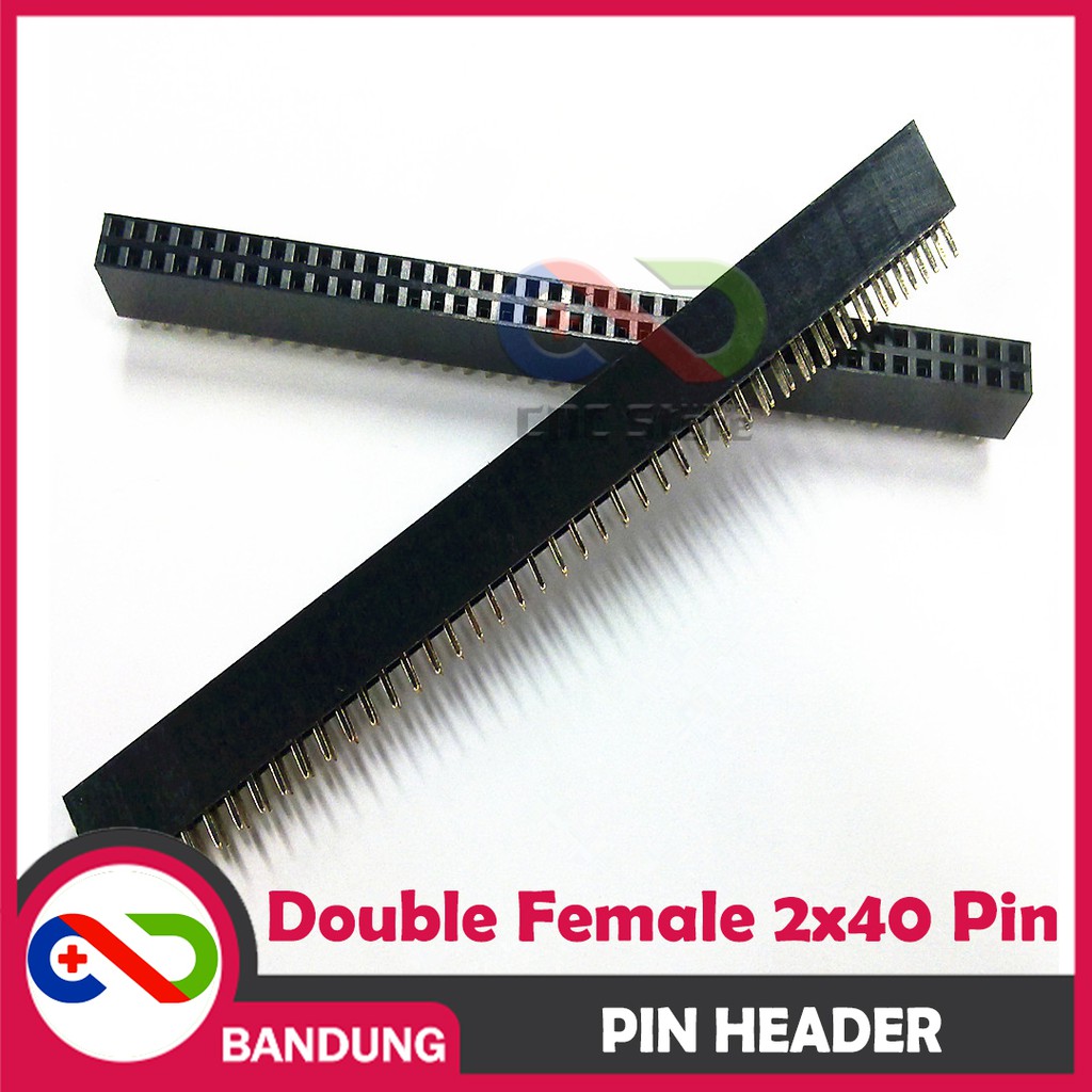 PIN HEADER STRIP FEMALE DOUBLE ROW 2X40 2.54MM BLACK HITAM