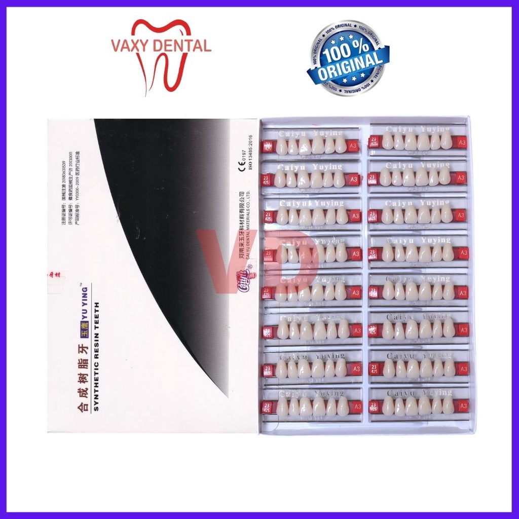 Gigi Caiyu Depan Atas 1 Box/Kotak/Dus Isi 16 Papan Gigi Palsu Merk Caiyu Yuying Cayu Anterior Upper