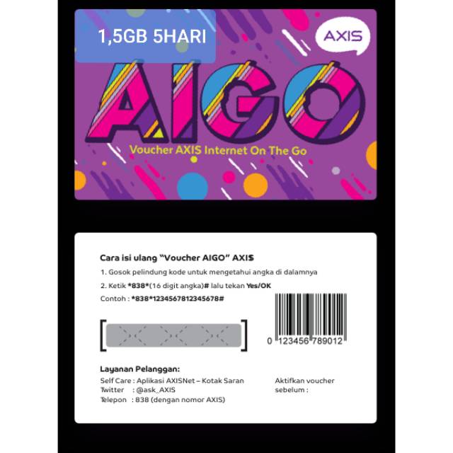 Voucher Aigo 1,5gb 5hari