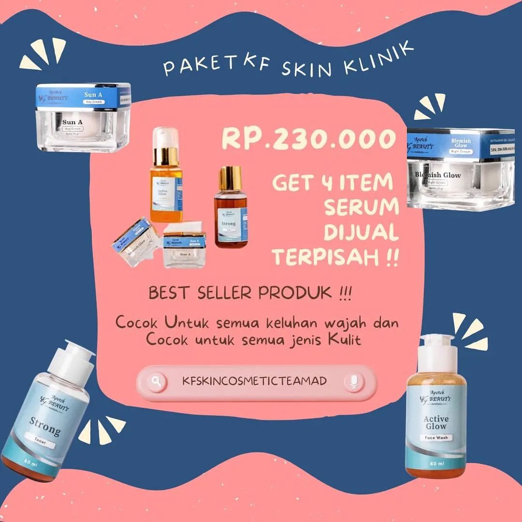 Paket wajah kf skin klinik KEMASAN TERBARU  paket wajah acne paket wajah glowing paket wajah normal 