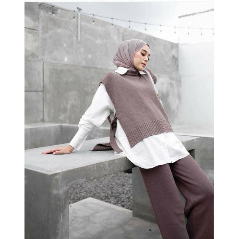 Rompi Tali / Rompi Rajut Wanita Knit Vest Outher Oversize Korean Style