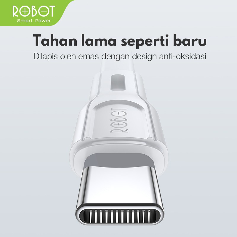 Kabel Data ROBOT RDC100S 2.4A Type-C Quick Charging 1m Data Cable - Garansi Resmi 1 Tahun