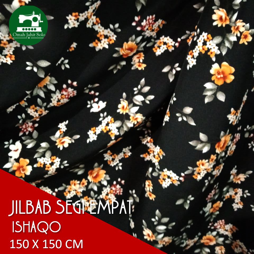 JILBAB SEGI EMPAT JUMBO 150 X 150 WOLFIS MOTIF BUNGA
