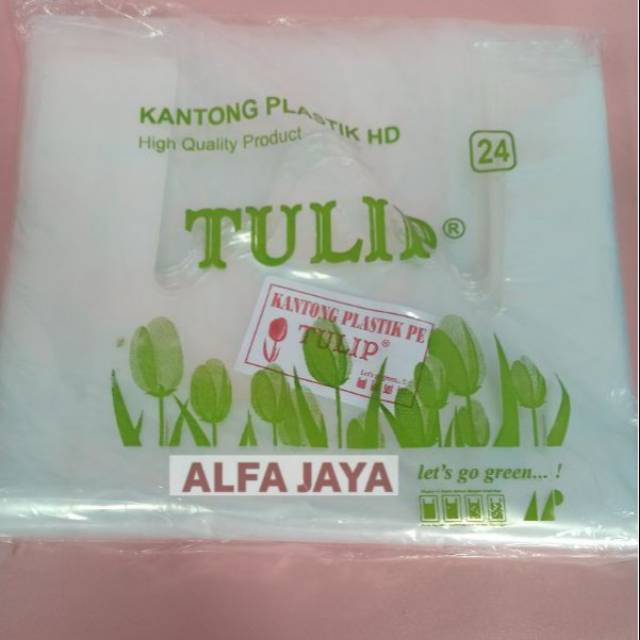 kantong plastik bening PE uk 24 / kresek bening PE uk 24 Tulip