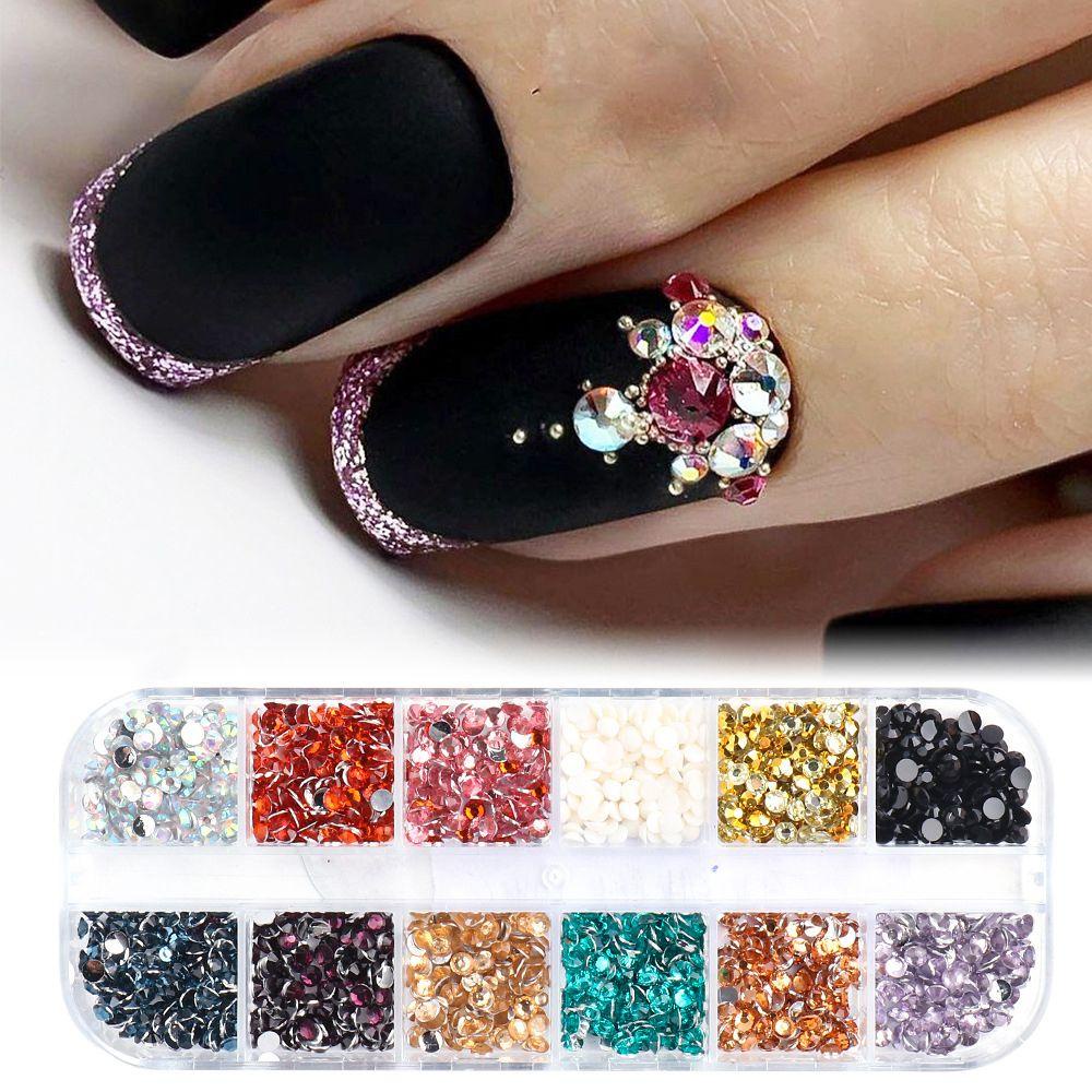 Mxbeauty Kuku Berlian Imitasi Dengan Pinset Set 3mm Warna-Warni Resin Manicure Aksesoris Flatback Phone Case Decor DIY Ornamen 3D Nail Art Dekorasi