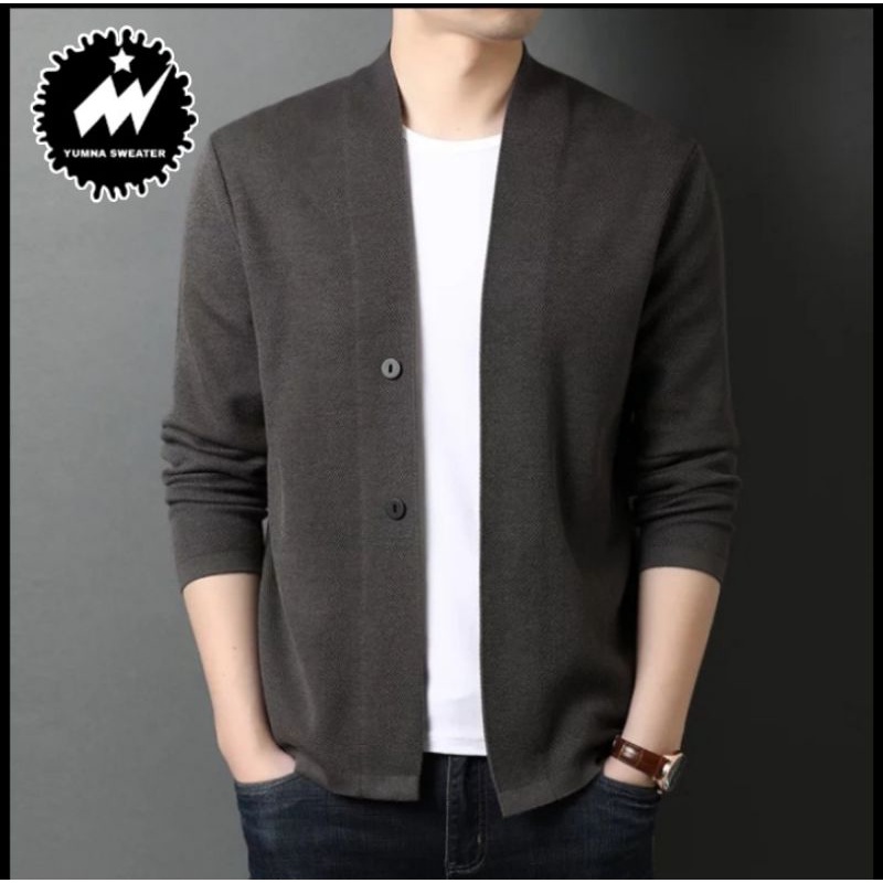 sweater blazer rajut pria cotton premium