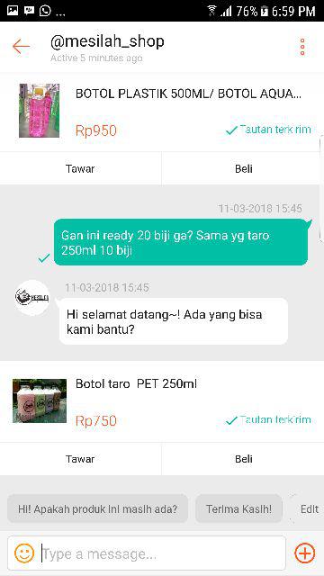 Botol Taro  Pet 250ml