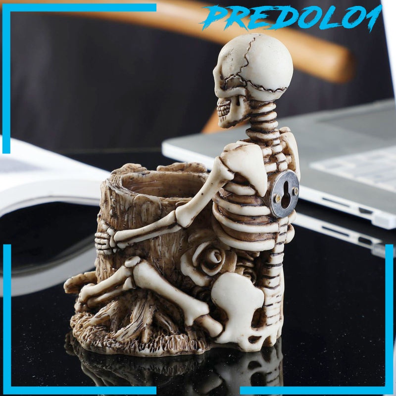 (Predolo1) Holder Pulpen Bentuk Tengkorak Bahan Resin Untuk Dekorasi Halloween