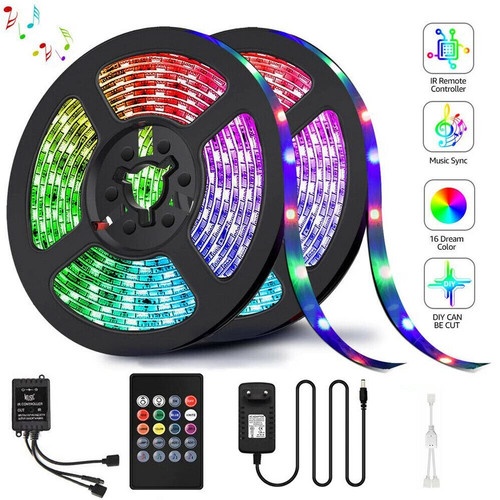 LAMPU LED STRIP 2835 5M RGB WARNA WARNI IP44 + ADAPTOR + REMOTE / LAMPU TUMBLR