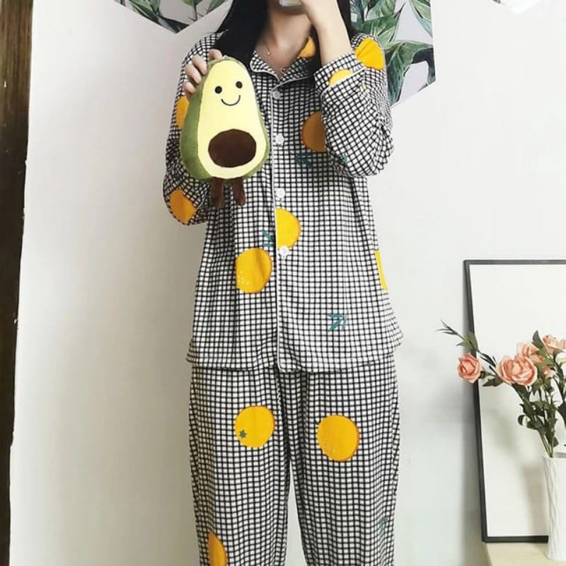 Piyama Baju Tidur Wanita Import Lengan Panjang Celana Panjang