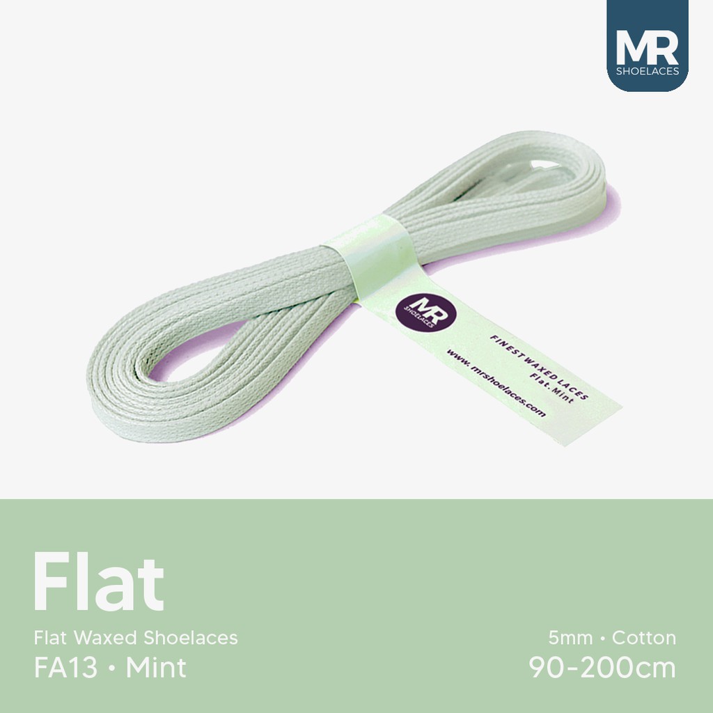 MR Shoelaces FA13 Mint - Tali Sepatu Lilin 5mm Gepeng Flat Pipih (Waxed Laces) 90cm 100cm 120cm 150cm 200cm - Premium Shoelace