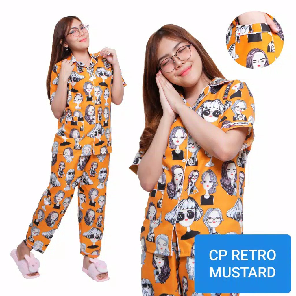 BAJU TIDUR WANITA/PIYAMA WANITA KATUN MOTIF LADIES RETRO CP/PP