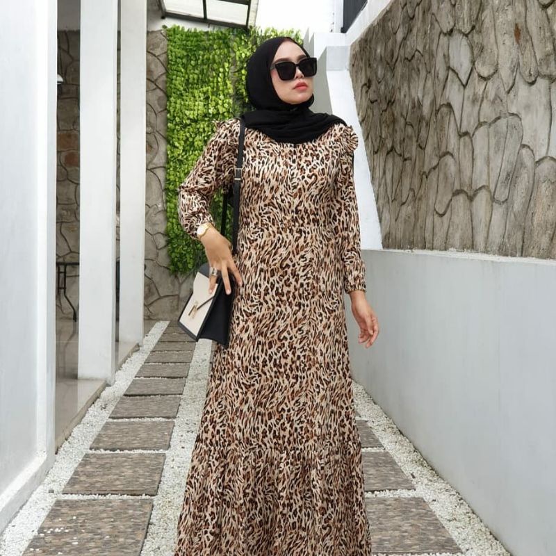 Kain Shakila Premium Motif Leopard Macan harga setengah meter