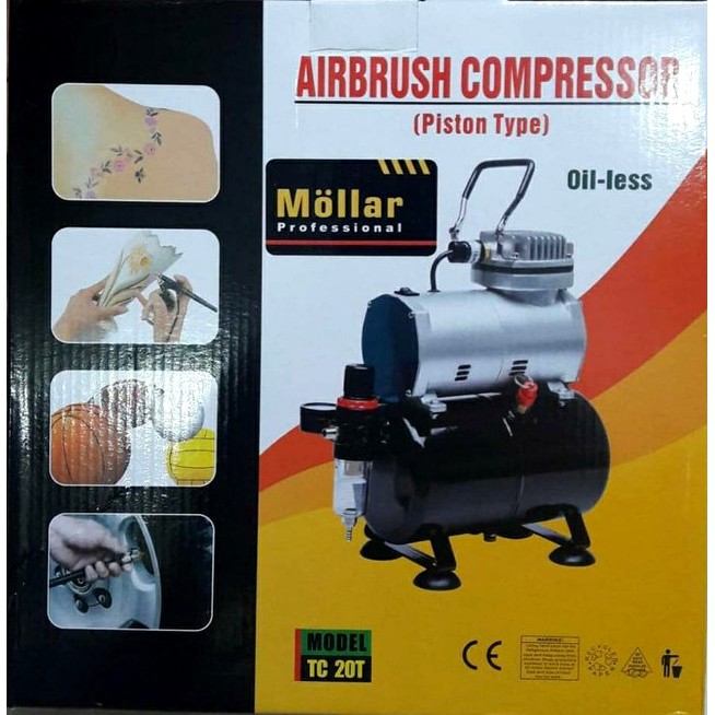 MOLLAR MESIN MINI kOMPRESOR 1/5 HP 3 LITER TC-20 OILLESS KOMPRESOR AIR BRUSH