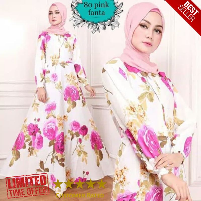 TERLARIS maxi emy 80 pink fanta baju gamis wanita terbaru busana muslim murah