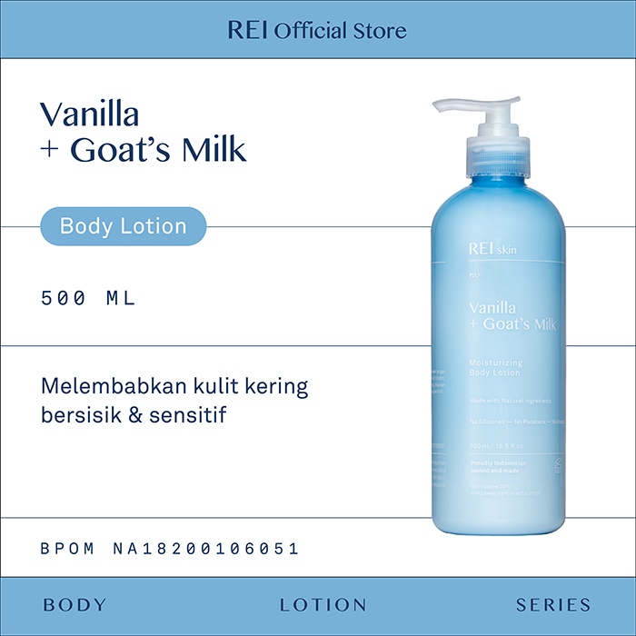 500 ml REI Skin Vanilla + Goat's Milk Moisturizing Body Lotion