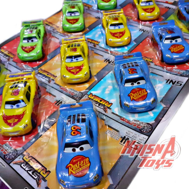 MAINAN ANAK MOBIL MINI MC QUEEN/MOBIL PULL BACK STAR RIDER isi 12pcs/Lembar