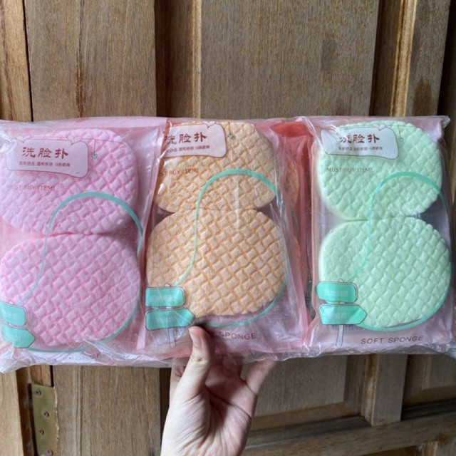 Sponge Wajah / Sponge Muka Halus Empuk / Make Up Sponge / Sponge Cuci Muka / Sponge Facial Isi 2