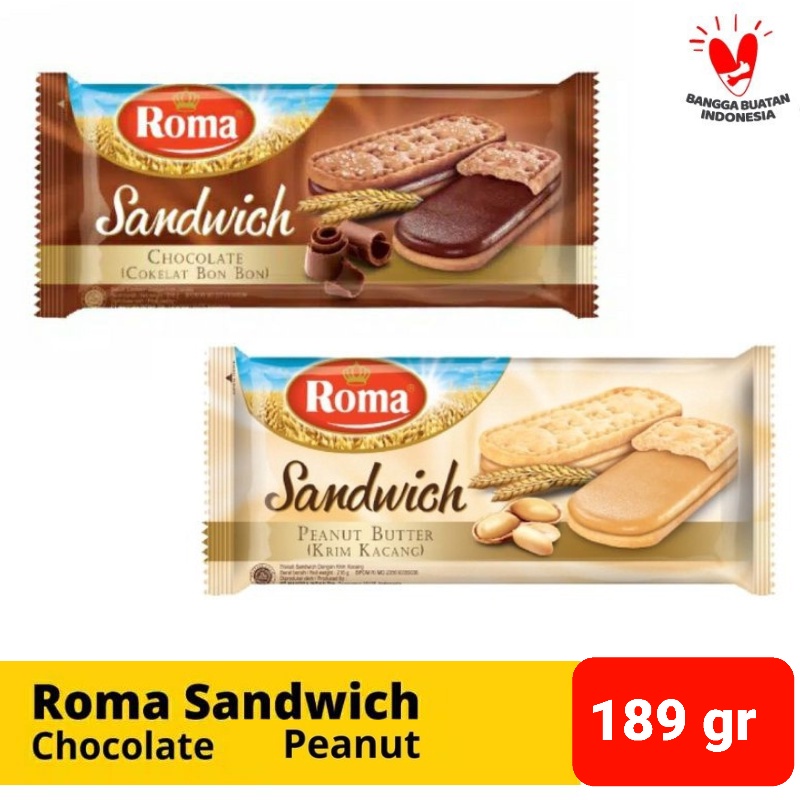 

ROMA SANDWICH Coklat & Kacang 189 Gram