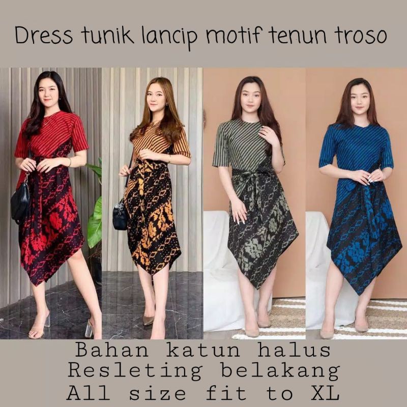 Dress Tunik Lancip Motif Tenun Troso Best Seller Premium