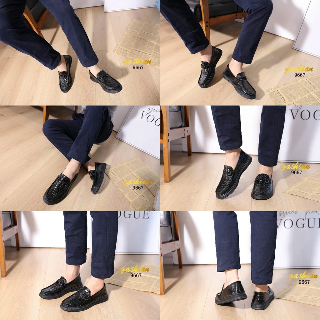 SEPATU LOAFERS PRIA KASUAL SEPATU KULIT CROCO # 9667 #