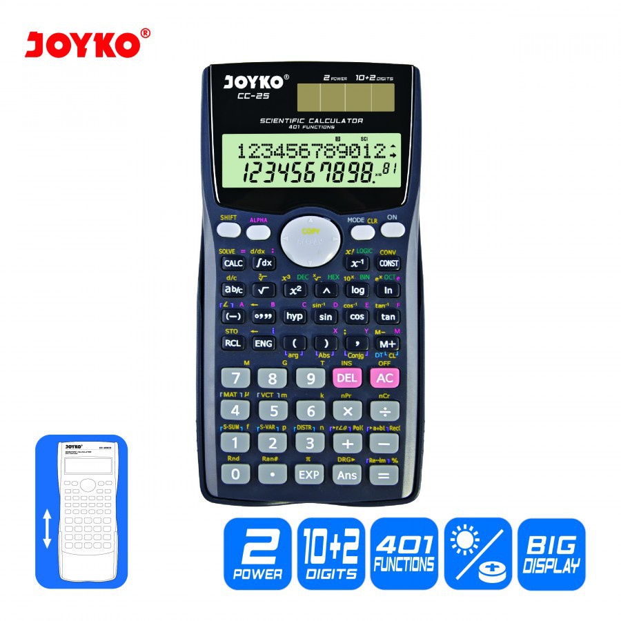 

Kalkulator Joyko CC-25 12 digits Calculator Dual Power 401 Function - SHSNP