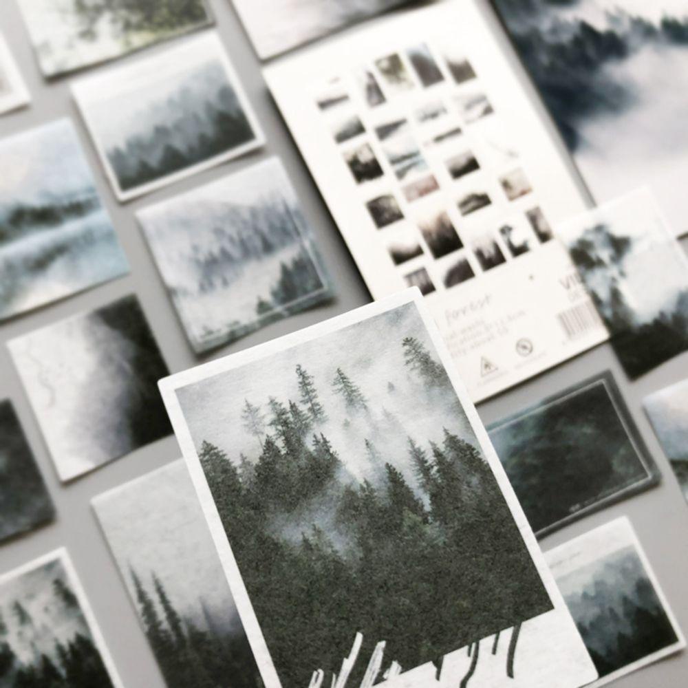Preva 50PCS/Pack Scrapbooking Stiker Alat Tulis Fog Forest Travel Diary Fotografer Hias