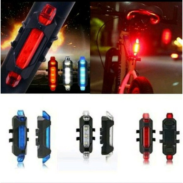 Lampu Belakang Sepeda LED USB Rechargeable Waterproof 4 Mode Tail Light Road Bike Lampu Senter Lipat