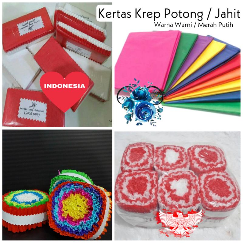 ( Ecer ) KERTAS KREP POTONG JAHIT SERUT - TISSUE CREPES TISU CREP HIASAN 17 AGUSTUSAN SEPEDA ULANG TAHUN KADO