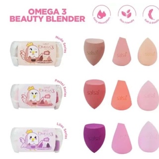 ❣️Rakkistore99❣️SALSA Omega 3 Beauty Blender - Sponge Makeup isi 3 Puff Spons