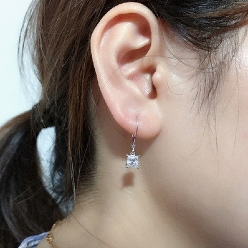 Anting Giwang Sterling Silver 925 1.25ct Dengan Berlian Putih Untuk Wanita