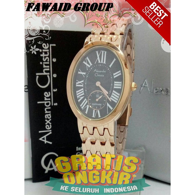 BEST SELLER JAM TANGAN WANITA ALEXANDRE CHRISTIE AC 2667 WANITA ROSEGOLD BLACK KACA ANTI GORES ORI