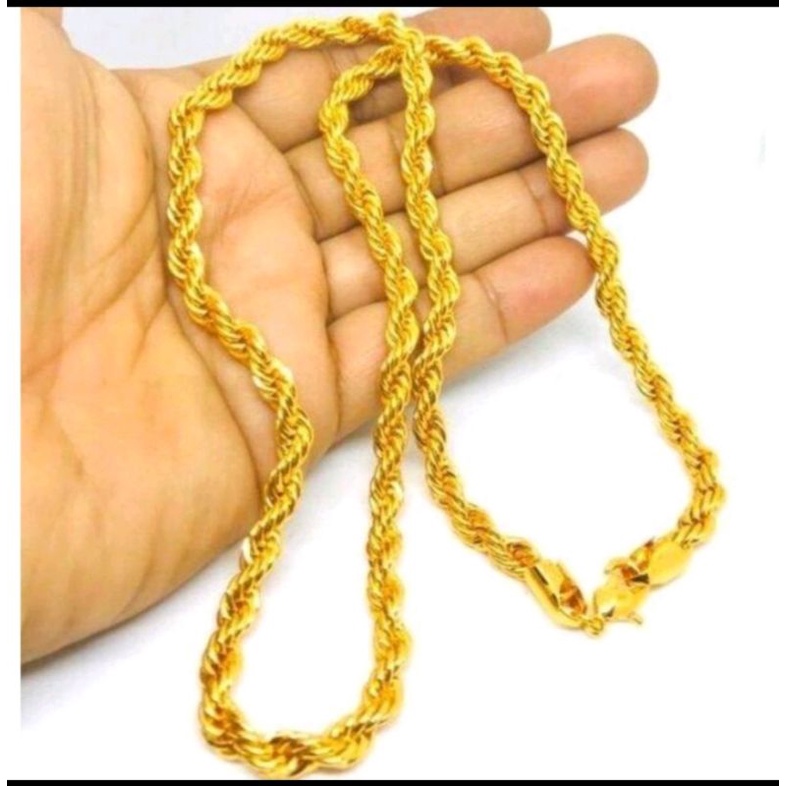 promo cod kalung tambang 30cm-45cm-60cm belapis emas 24k sangat mewah