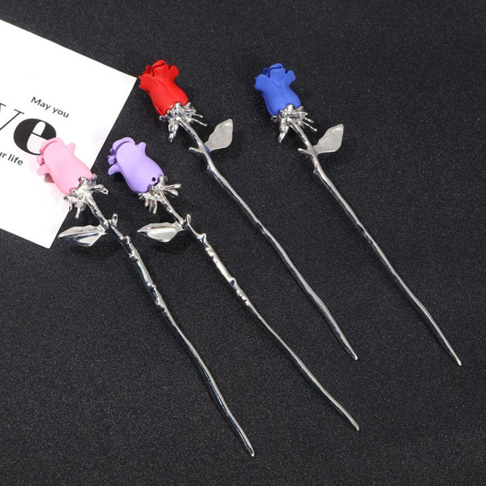 Agustina Aksesoris Rambut Wanita Elegan Retro Hadiah Bunga Hair Stick Hiasan Rambut Hair Fork Korea Hairpin