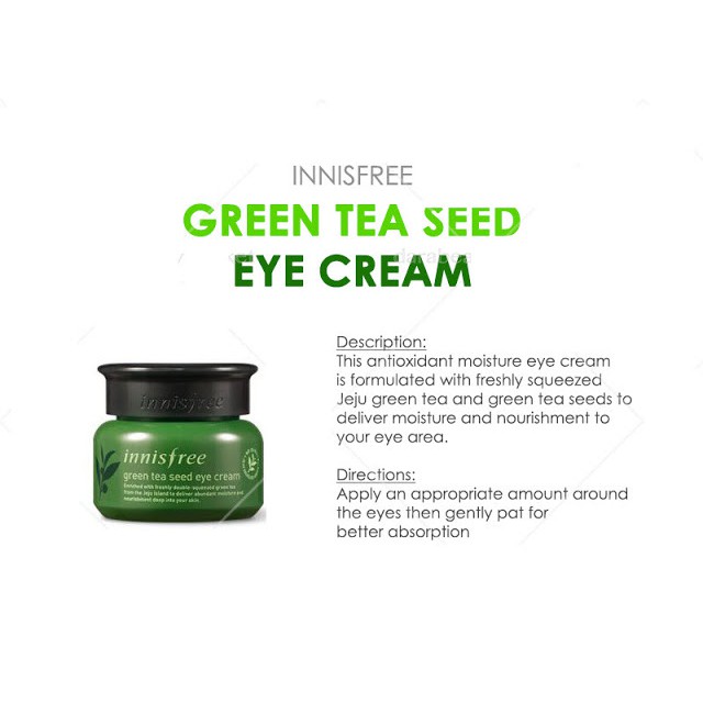 Innisfree Green Tea Seed Eye Cream 1 Ml Sample Sachet Indonesia