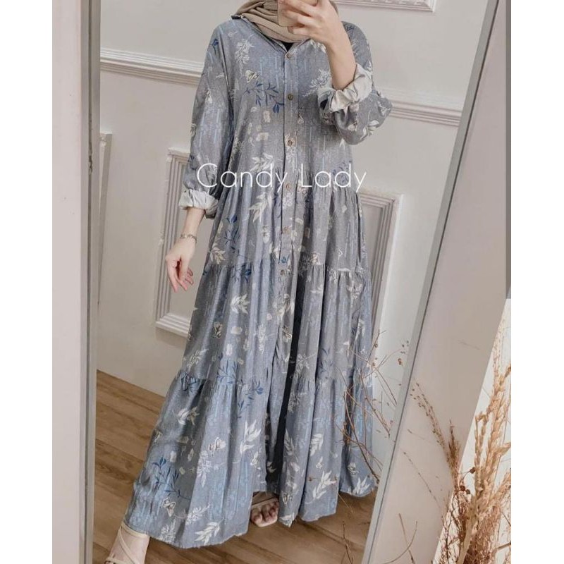 Aberia kancing full / gamis rayon