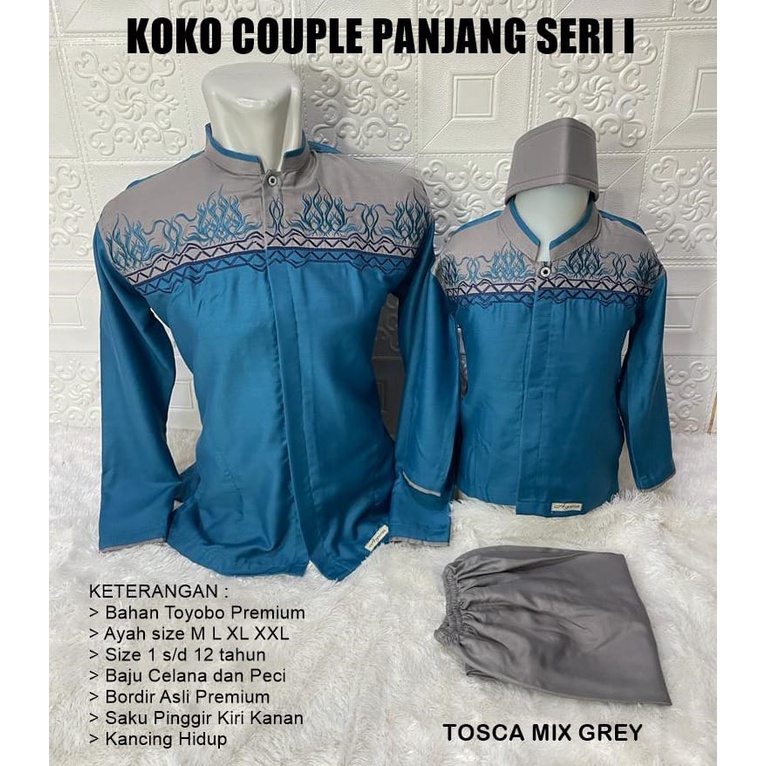 Baju Koko Ayah Tangan Panjang Bordir dada By Agnina