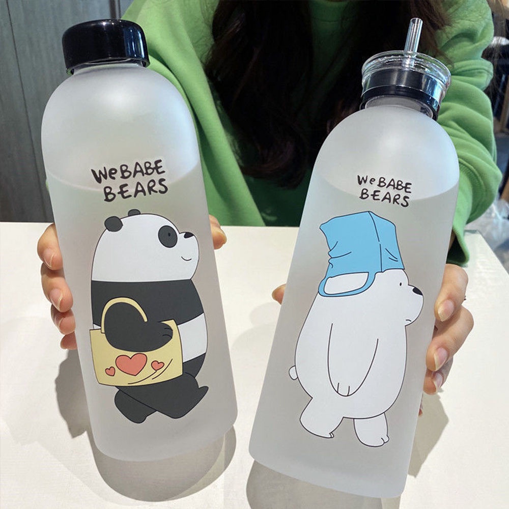 【COD Tangding】Botol Air Portabel Bahan Plastik Kapasitas Besar Dengan Sedotan Untuk Pria Dan Wanita